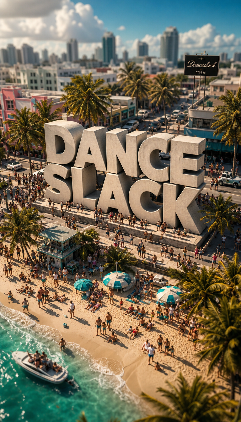 A CG image highlighting the "DANCESLACK" letters