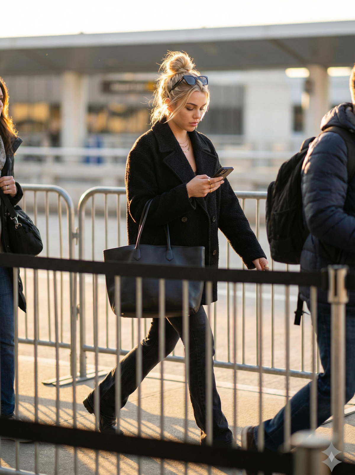 You are a fan-site photographer capturing candid airport shots