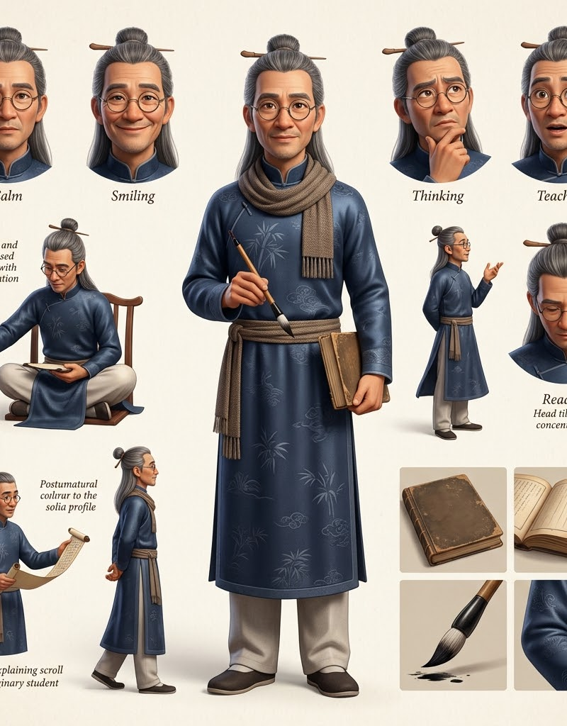 A wise Vietnamese scholar character, inspired by Le Quy Don and Chu Van An, male