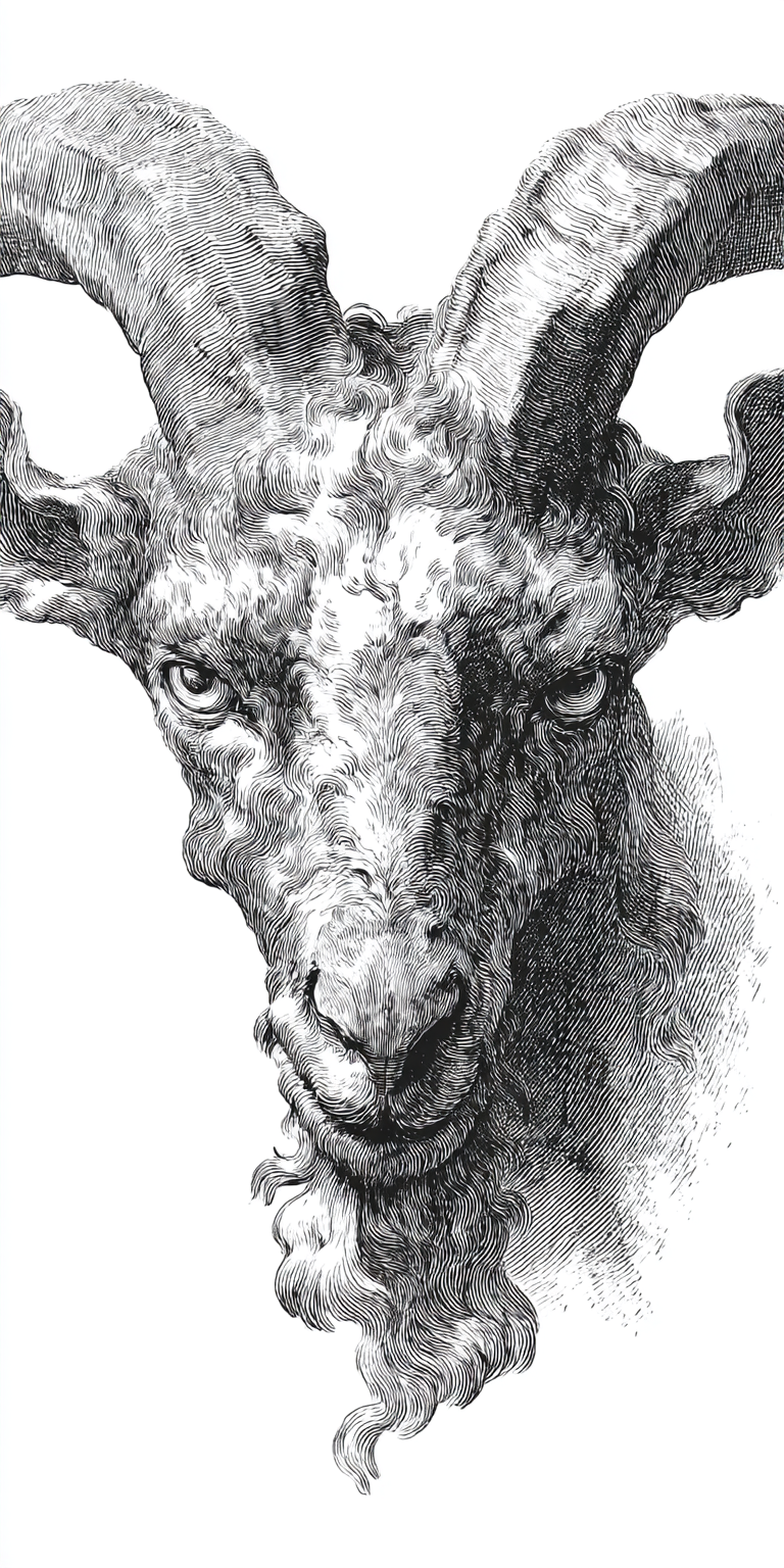 a demonic pig goat hybrid creature’s head, high quality, high detail, plain whit