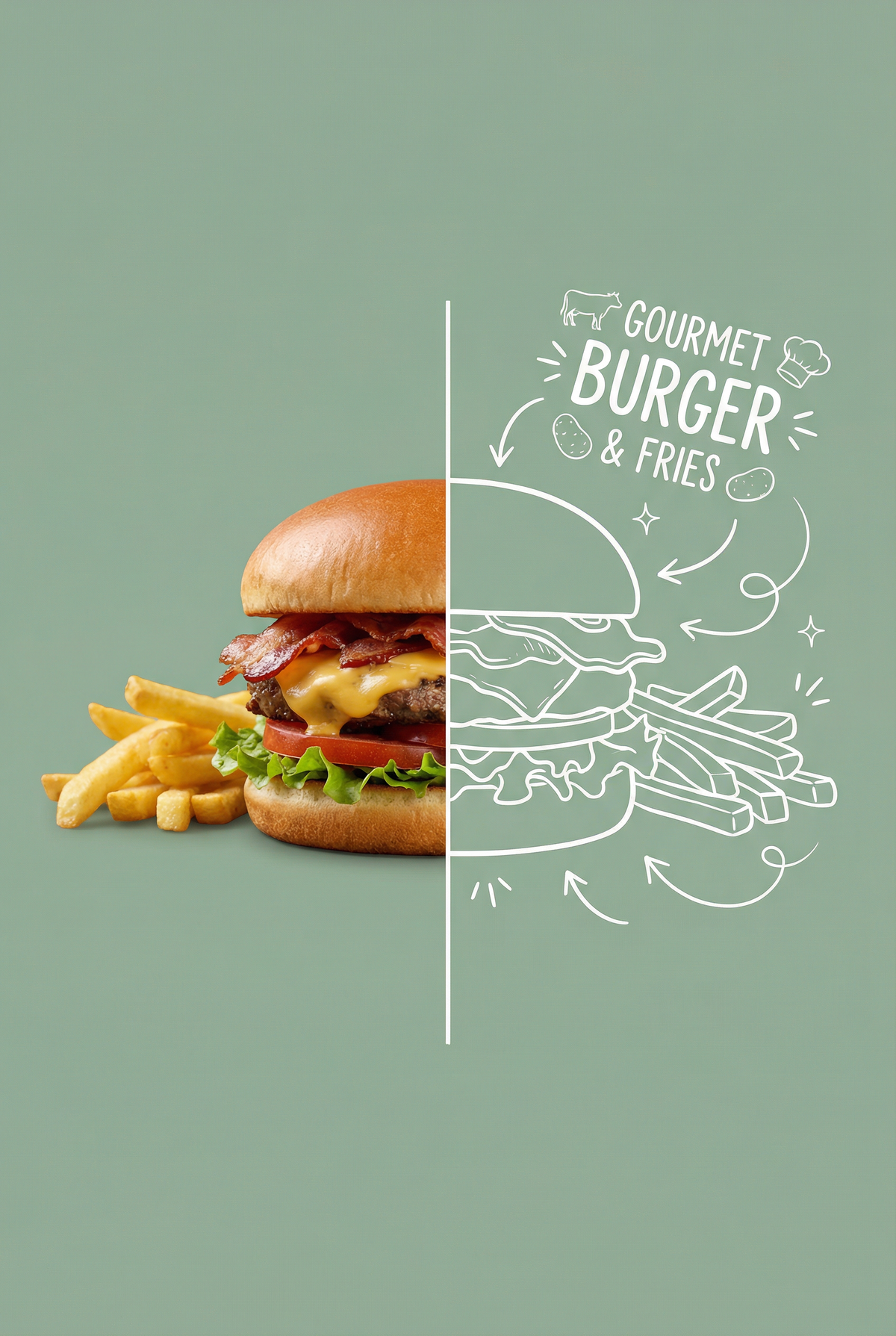 Clean contemporary square culinary poster featuring [FOOD_ITEM] against a flat [