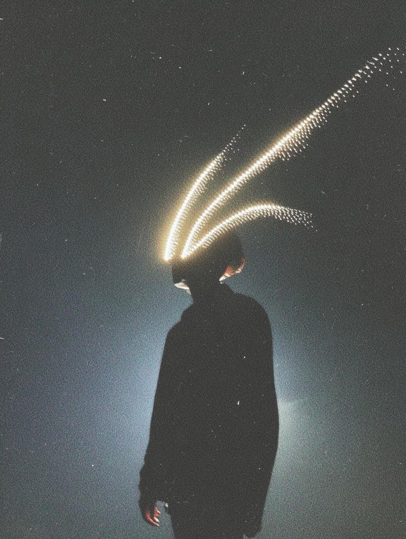 A futuristic alien with sharp horns sprouting from its head, clad in a full-body