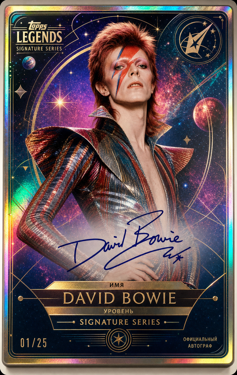 David Bowie Создайте премиальную карточку Topps Legends: Signature Series с аван