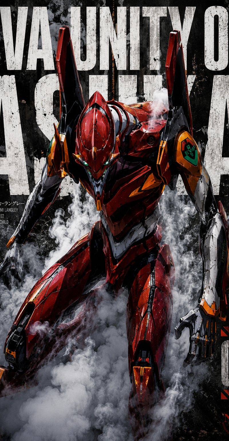 Highly detailed anime illustration of Neon Genesis Evangelion in digital art gra
