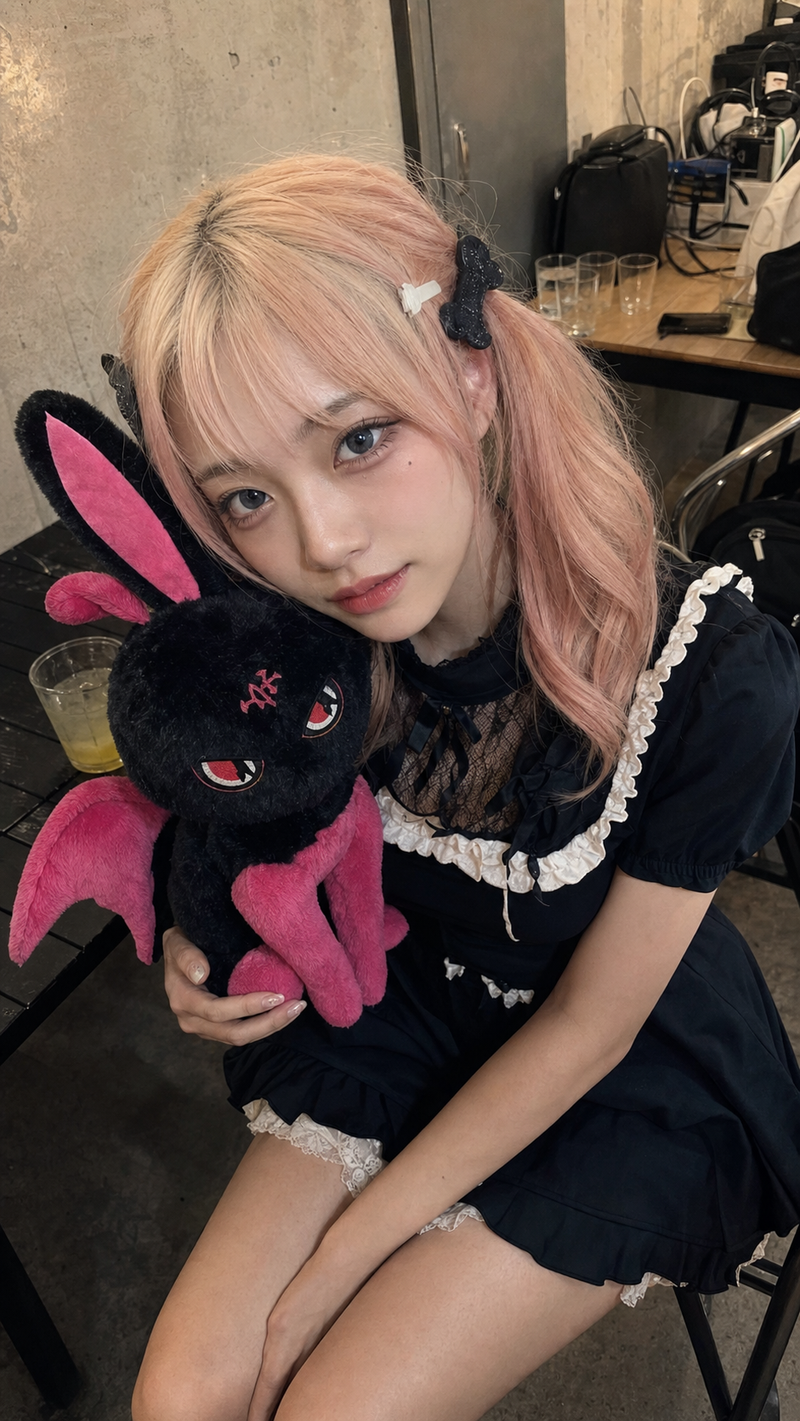 { "subject": { "description": "A young adult woman with pastel pink twin ponytai