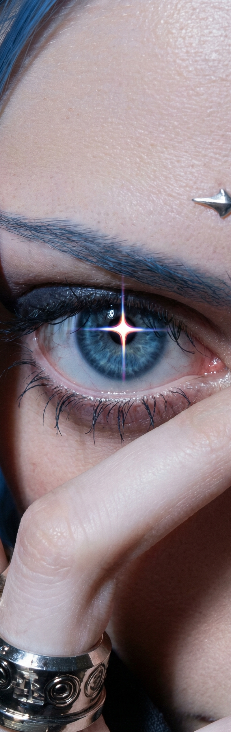 Convert @ character into a photorealistic live-action portrait / fashion editori