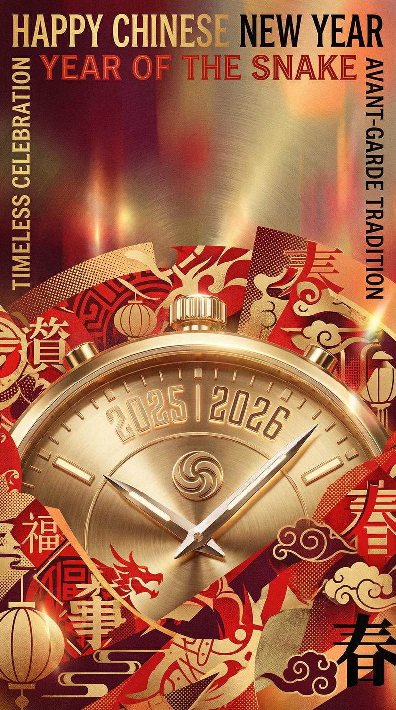 This avant-garde, abstract, and modern Chinese New Year poster features a high-e