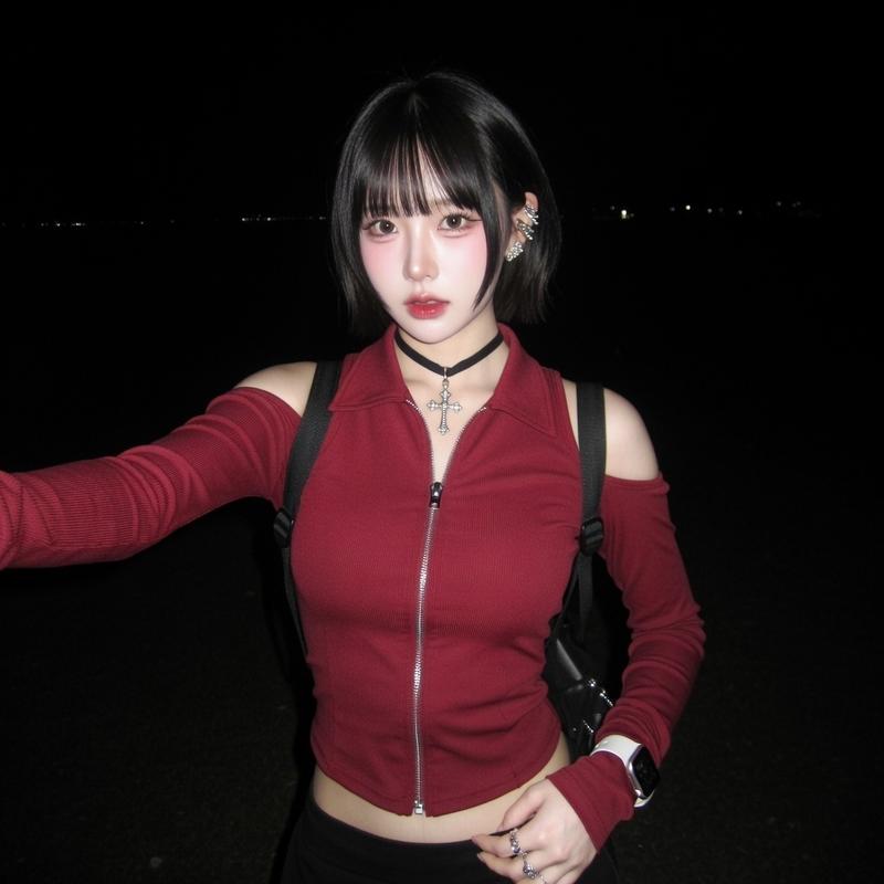 { "subject": { "description": "A photorealistic closeup selfie of a young Asian 