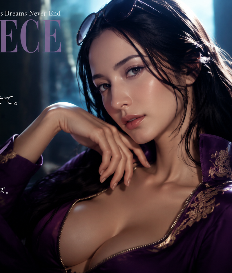 A cinematic high-end magazine cover style poster featuring 【Robin from One Piece