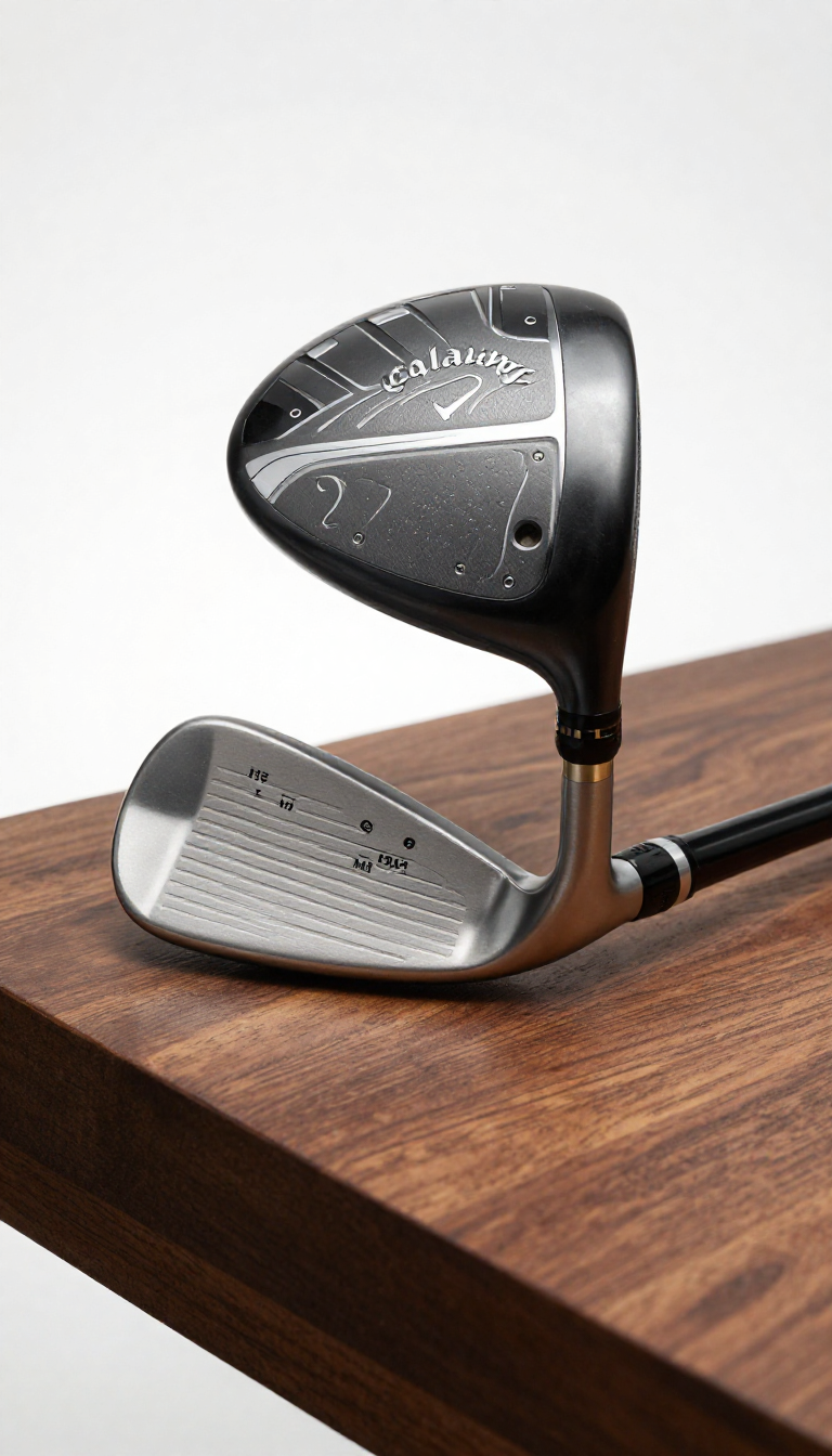 Callaway Quantum Max Driver golf club unboxing on premium wooden table, clean wh