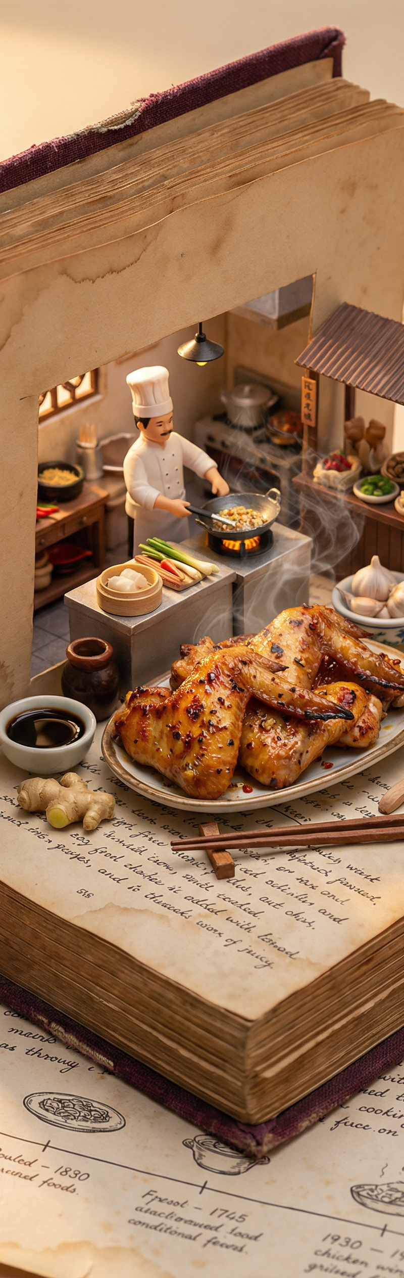 Input: chicken wing Analysis: Extract key ingredients, cooking techniques, and c