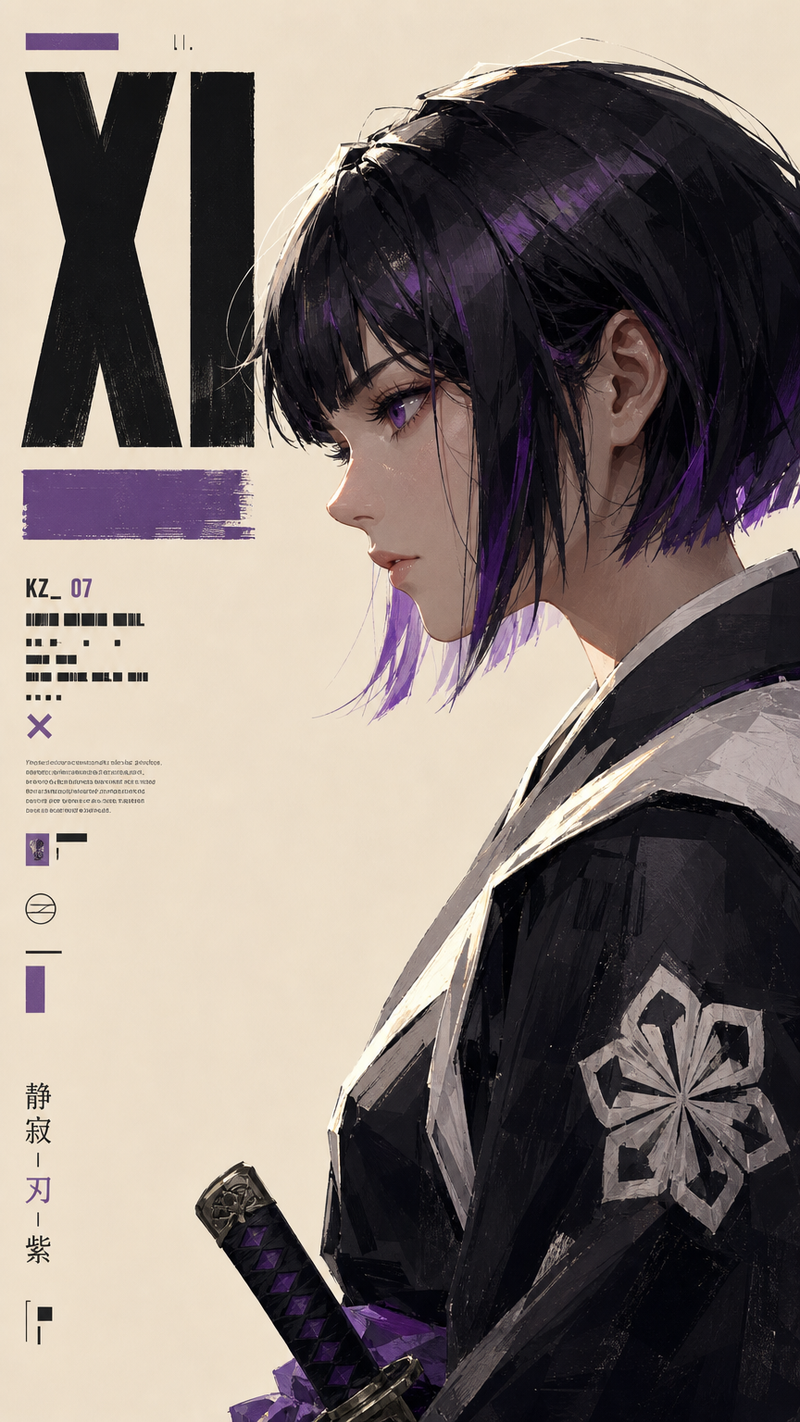 Kuchiki Rukia from Bleach, rendered in an Kubo tite-style thick paint illustrati