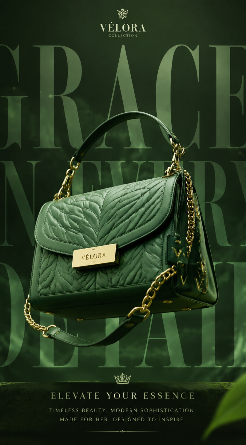 Generate a breathtaking luxury product advertisment of hand bag for girls, be cr