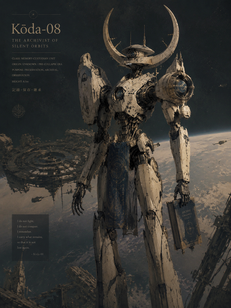 [CHARACTER SEED]: Ancient deep-space guardian mecha designed to preserve lost ci