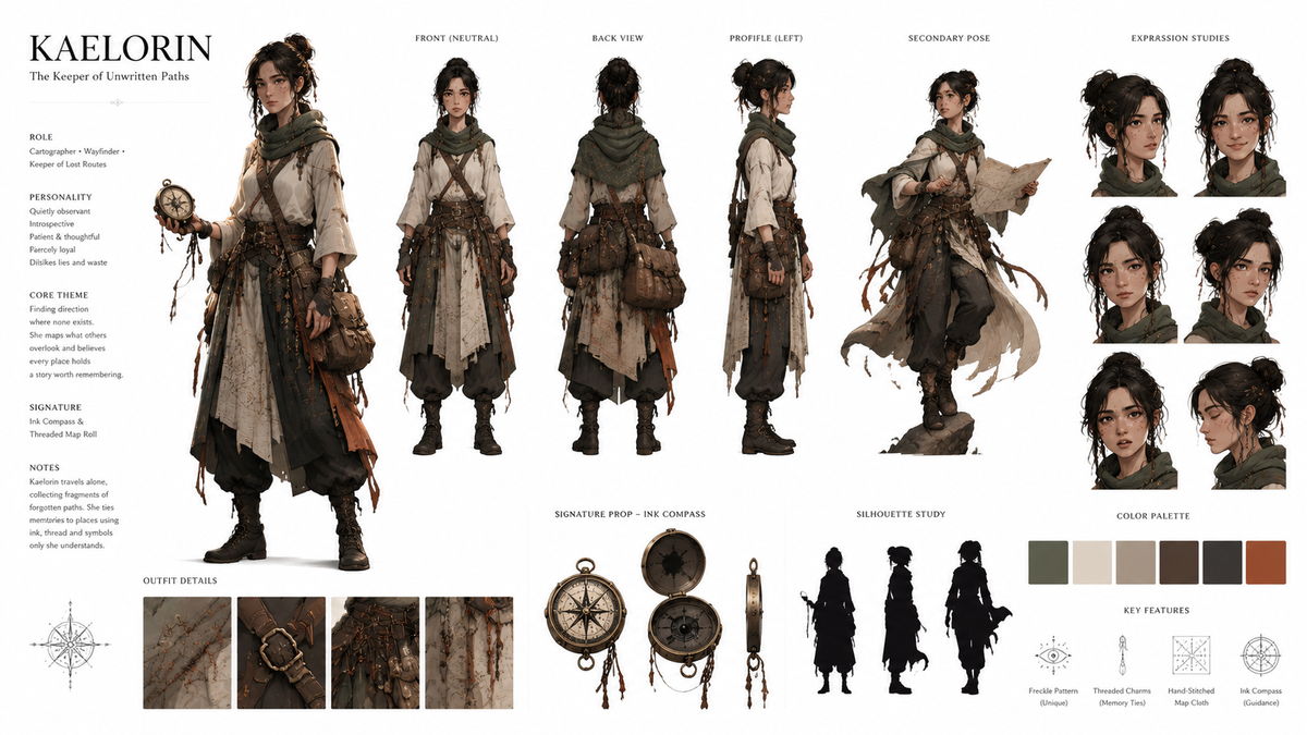 Create a fully original, copyright-safe character and present them as an artisti