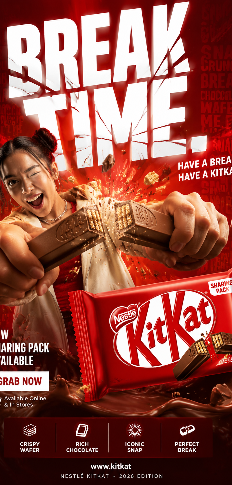 FORMAT: 4:5 vertical hyper-commercial chocolate campaign poster, ultra-high reso