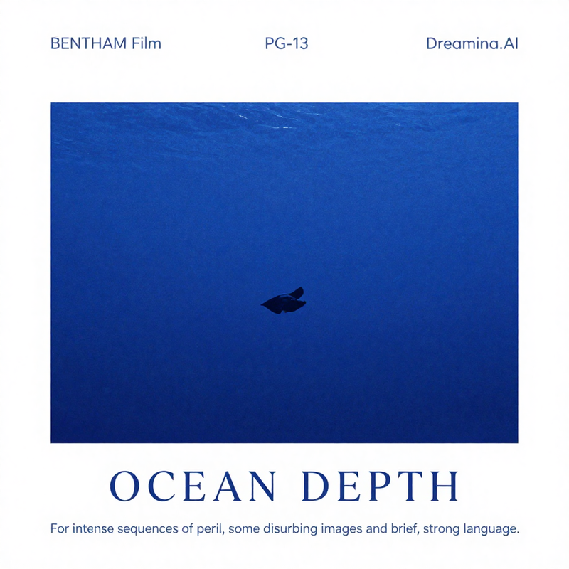 This surrealist ocean movie poster, in the style of Yves Klein, features a pure 