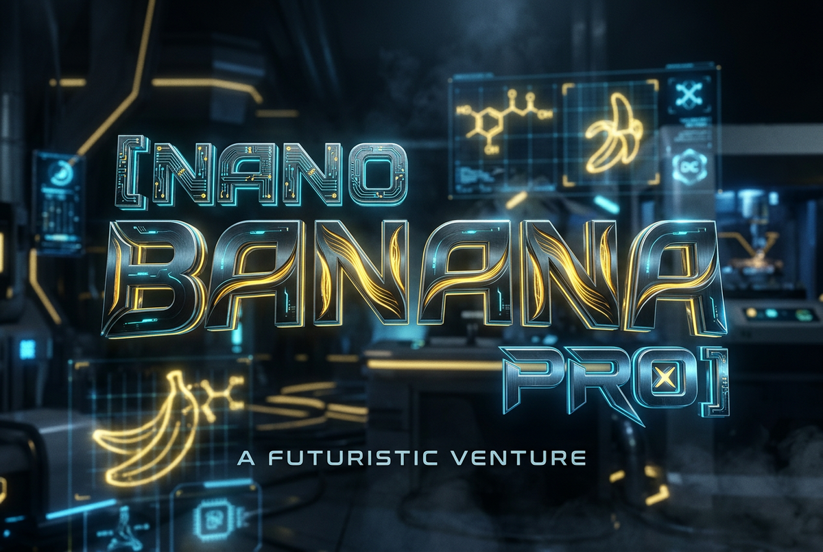 Based on the word “[Nano Banana Pro],” design an original decorative cinematic t