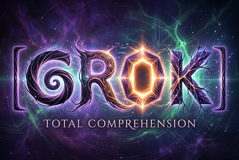 Based on the word “[GROK],” design an original decorative cinematic title font t
