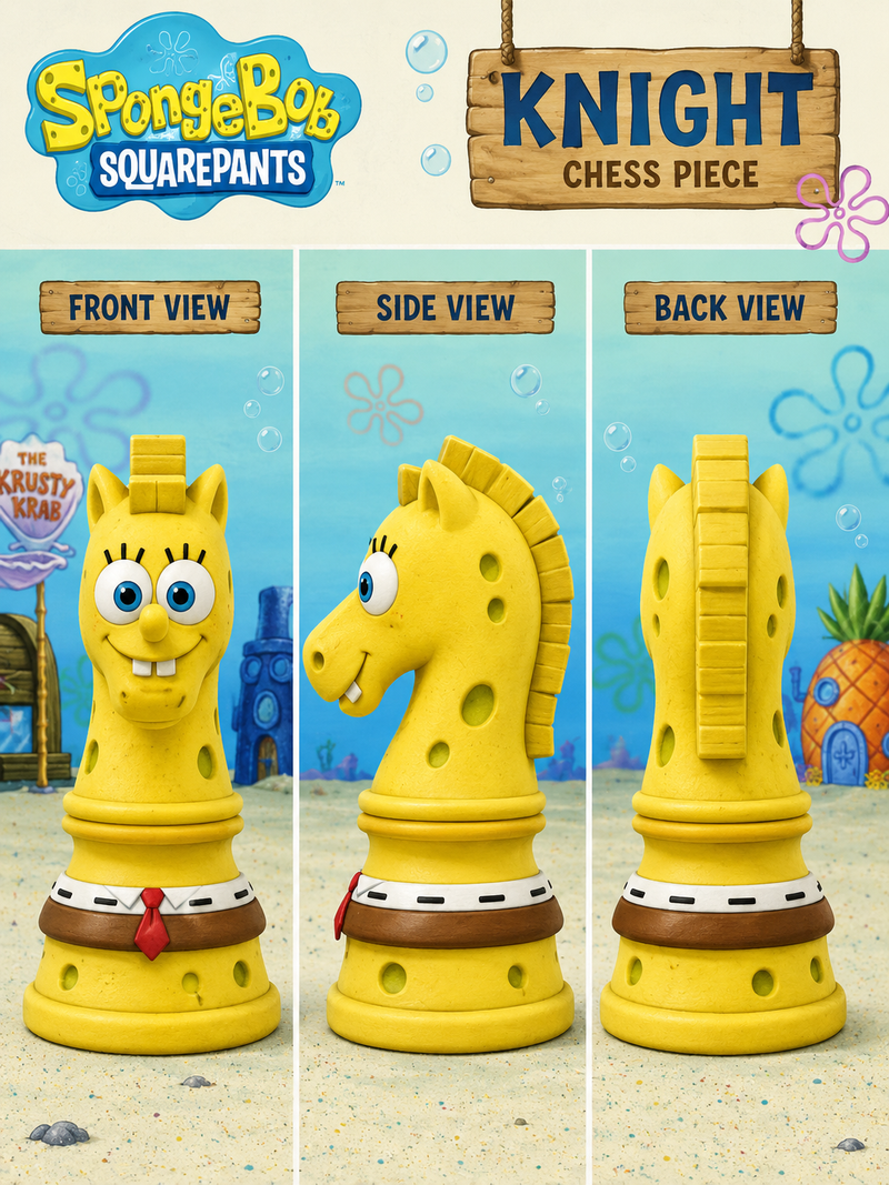 knight chess piece in the design of spongebob squarepants