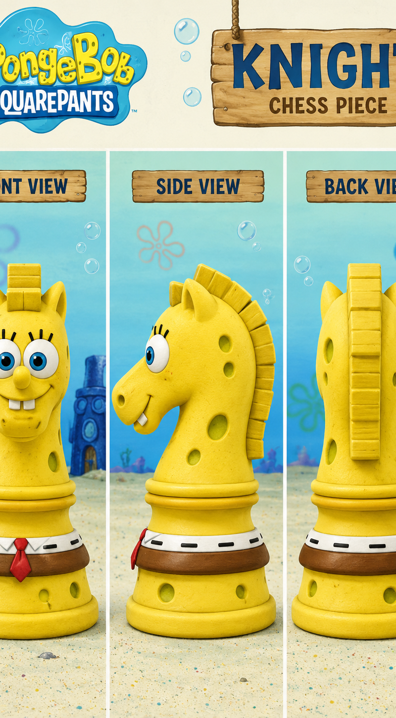 knight chess piece in the design of spongebob squarepants