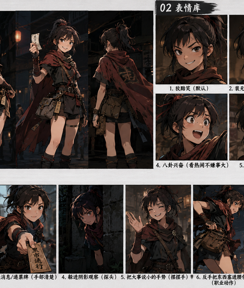 # 姜小满｜角色资产（给 GPT Image / Image2 直接用） > 角色：姜小满（黑市跑腿少女，嘴快手快胆也快） > 备注：正文前 1–5 章未正式登