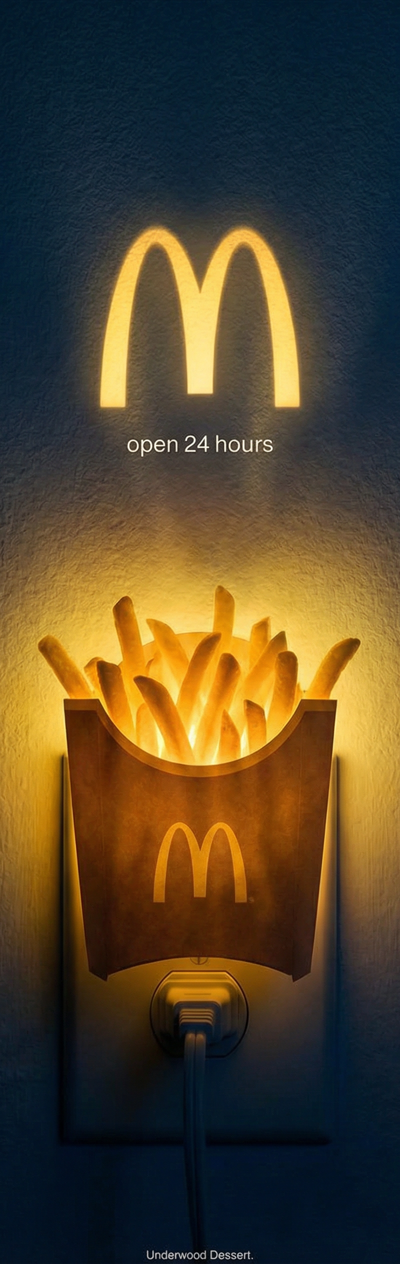 The creative poster features a box of fries transformed into a nightlight in the
