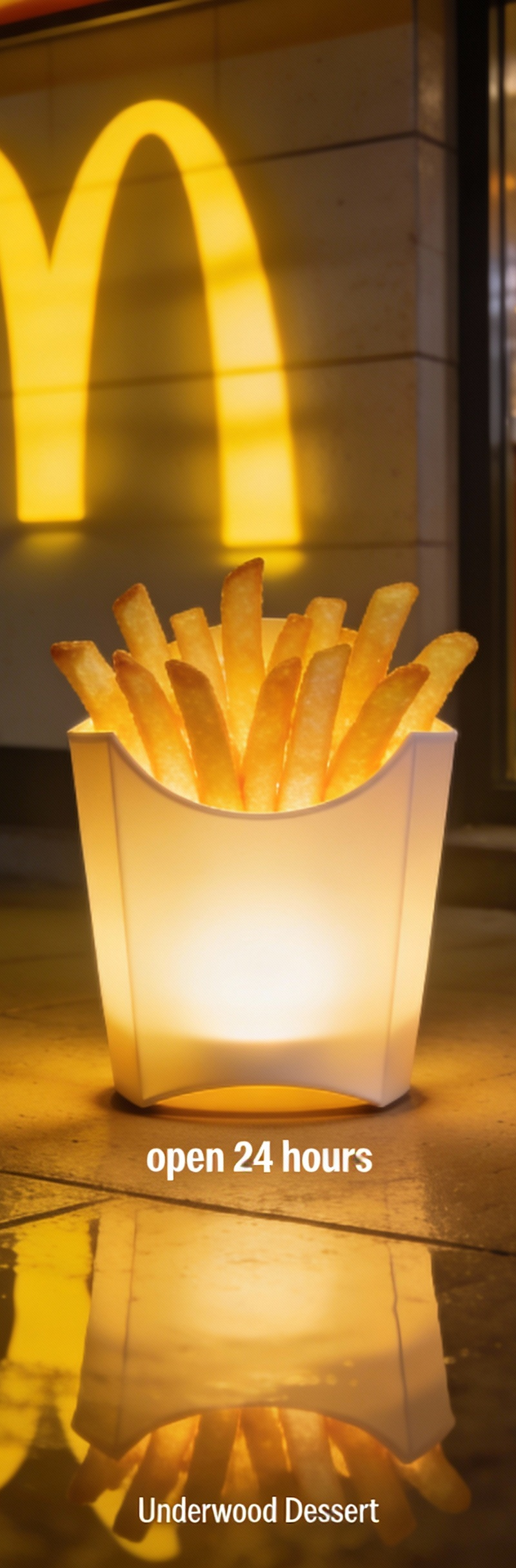The creative poster features a box of fries transformed into a nightlight in the