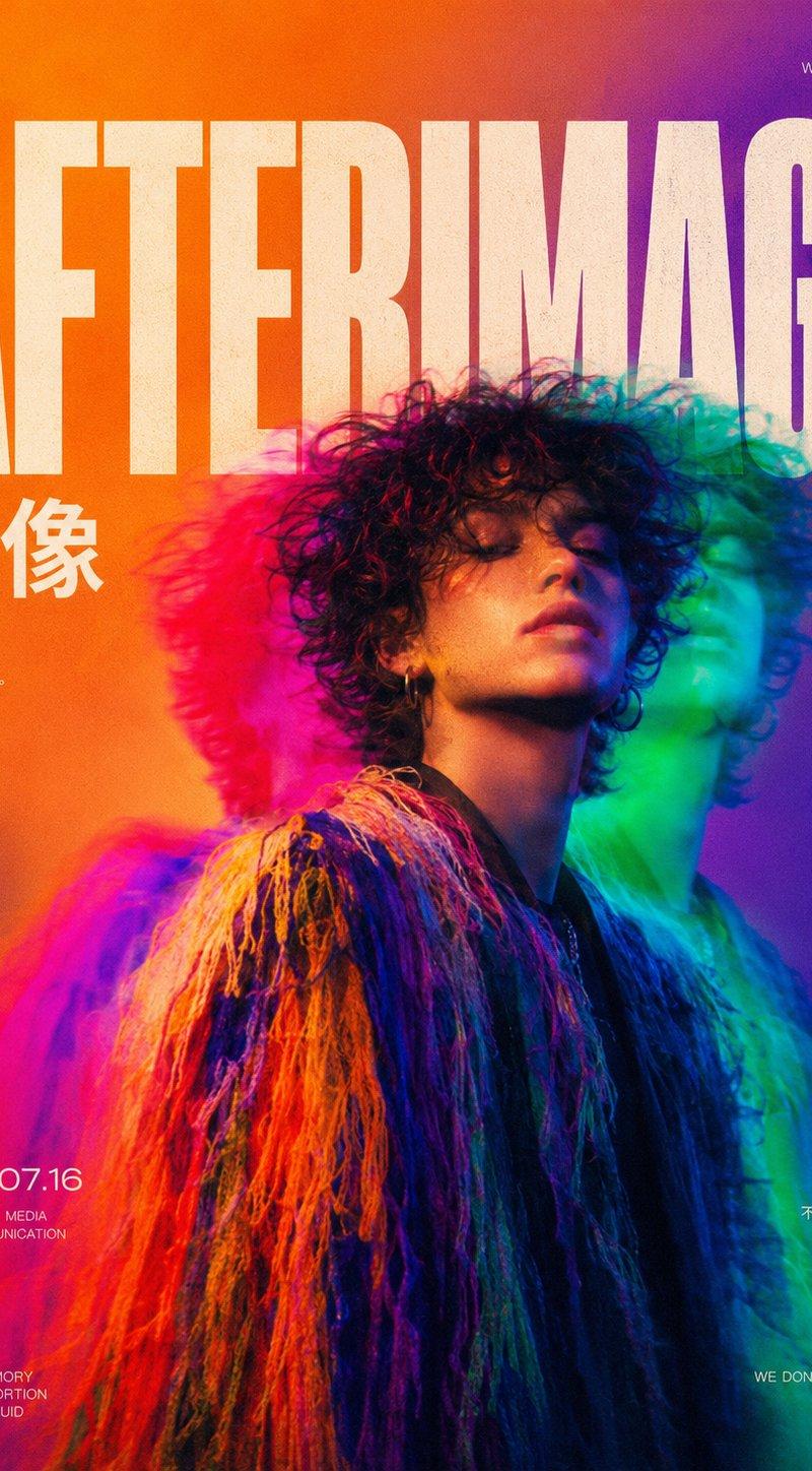 生成一张竖版 3:4 实验人物海报，主题为「【主题名称】」。 画面主体是一位原创人物半身或胸像，可以是女性、男性、舞者、运动者、音乐人、老人、时...