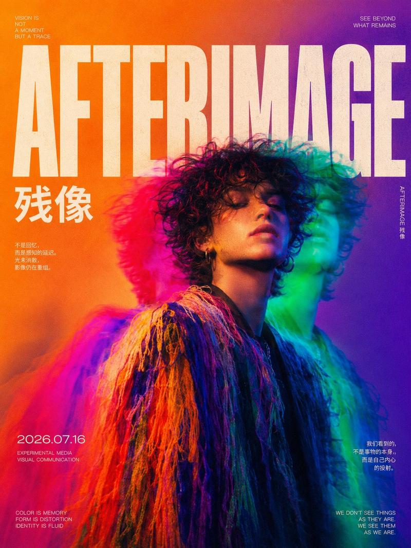 生成一张竖版 3:4 实验人物海报,主题为「【主题名称】」。 画面主体是一位原创人物半身或胸像,可以是女性、男性、舞者、运动者、音乐人、老人、时...