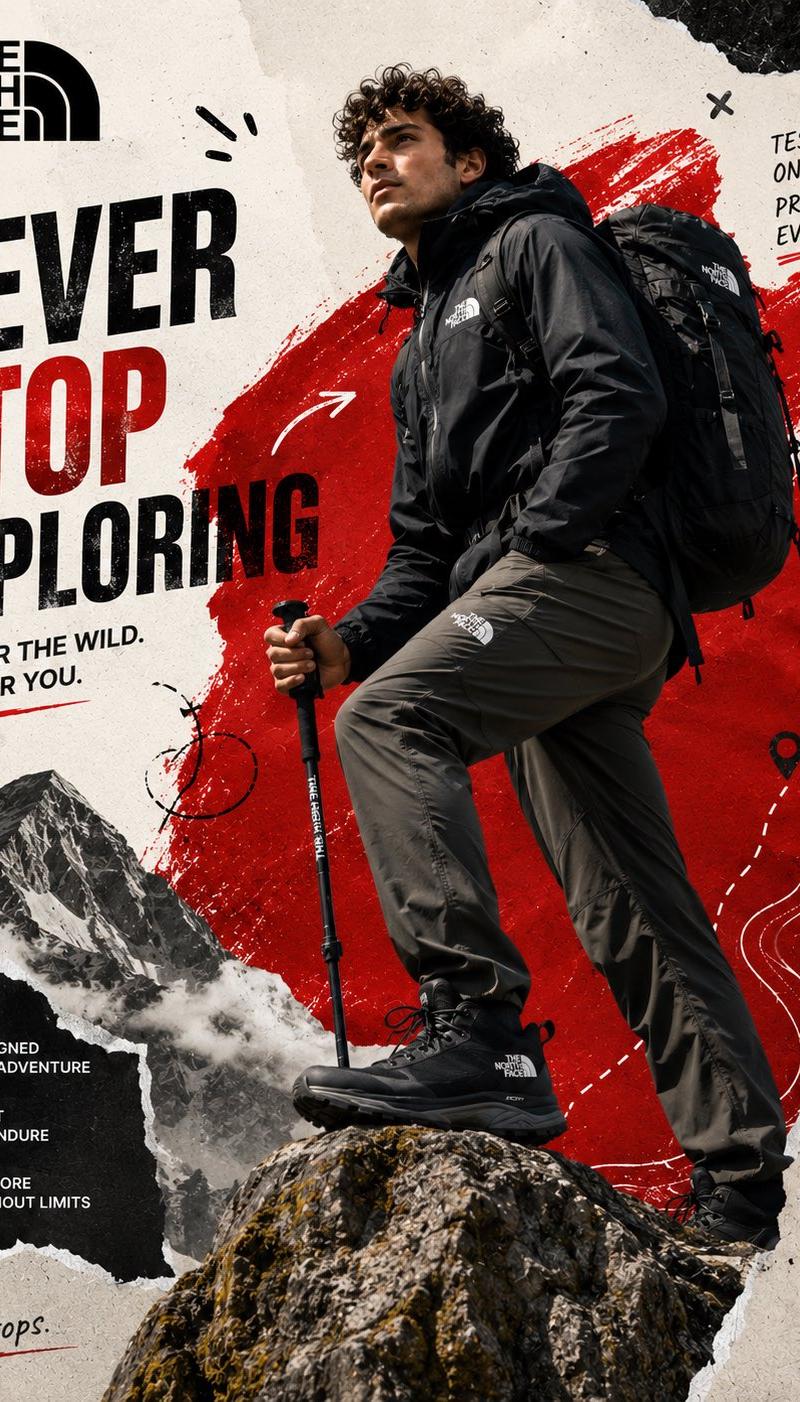 GPT 图像 2 提示分享 适用于 The North Face、Quechua、Wildcraft 和 Decathlon 的绩效广告系统 使...