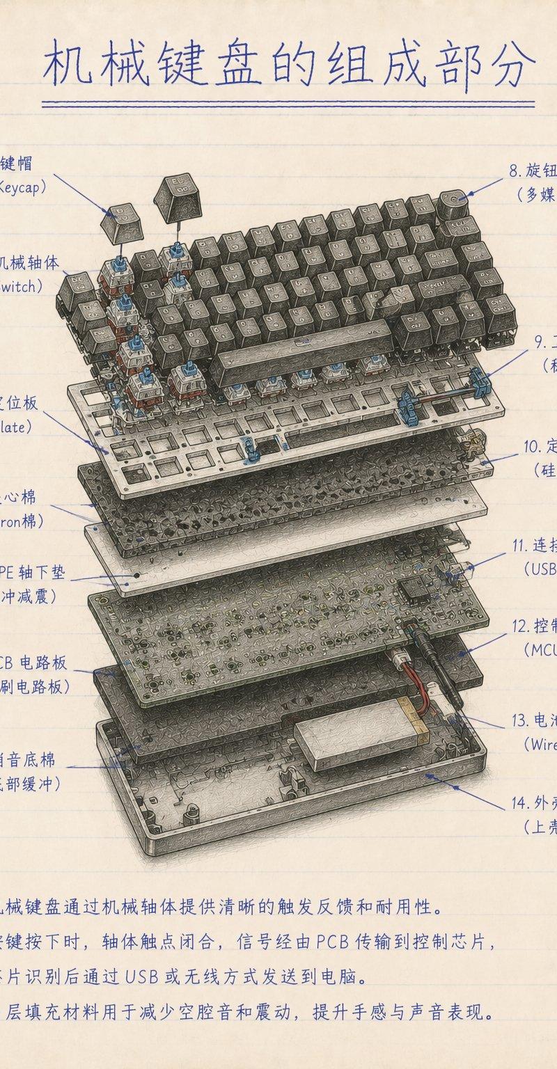 分享一波GPT-Image生成手绘工程科普信息图的提示词 提示词如下 创作一张竖版手绘工程科普信息图，主题为《[主题]的组成部分》。 背景是一张...