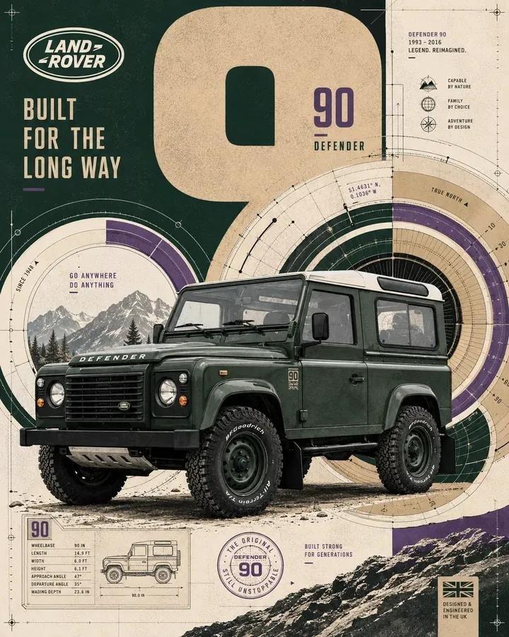High-impact automotive poster featuring [VEHICLE] in a sharp side-front...