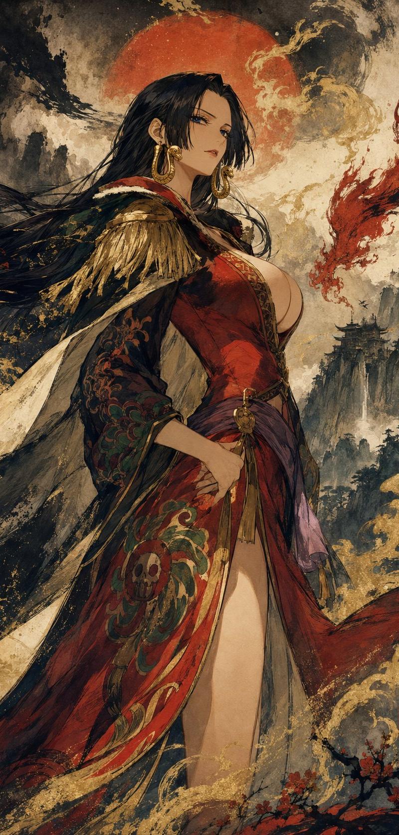 ONE PIECE:Boa Hancock~ 雾山五行风格 请使用下面的prompt生成8张独立的图片(注意,不是多张图片collage到一张里...