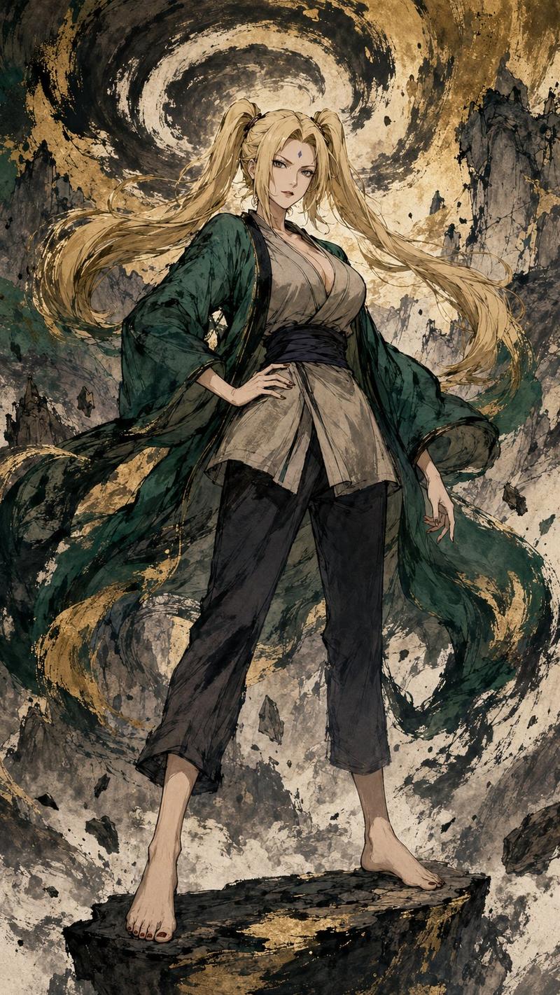 纲手双马尾也可爱啊，当然，这个雾山五行风格系列也蛮不错 --- @创建图片 请使用下面的prompt生成8张独立的图片（注意，不是多张图片col...