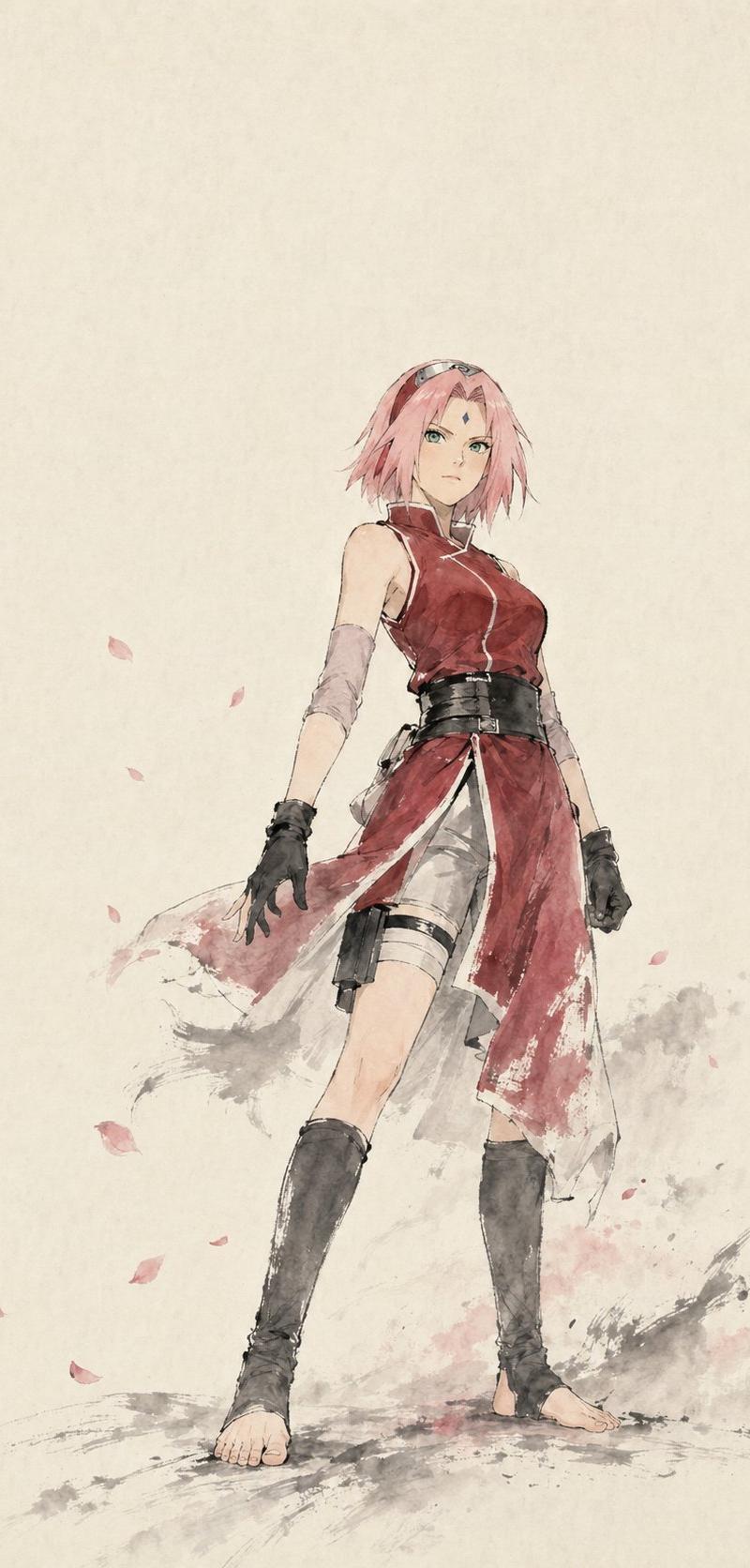 国画水墨写意风格的NARUTO girls~ --- 请使用下面的prompt生成8张独立的图片(注意,不是多张图片collage到一张里,而是...