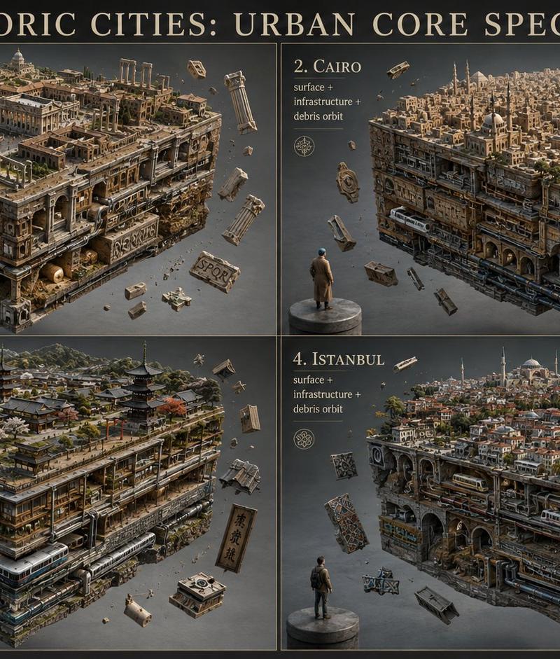 4 historic cities visualized with GPT Image 2. 2x2 grid, 16:9, do this f...