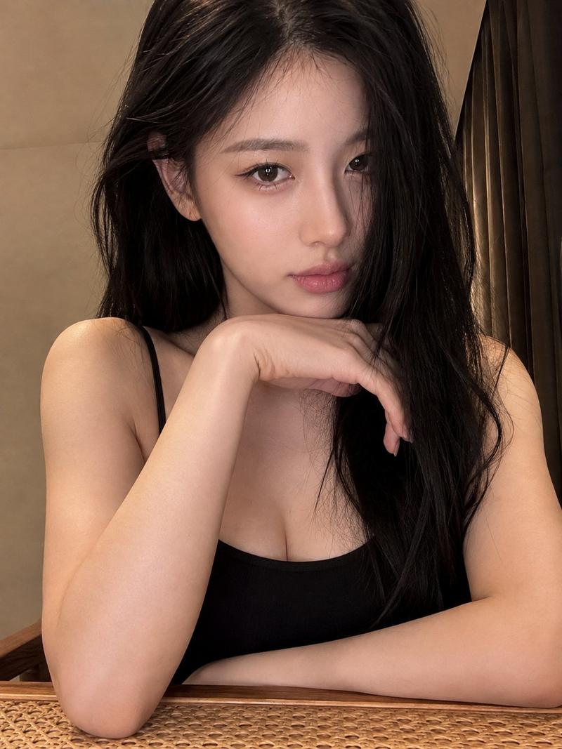 没有刻意吸引谁， 只是刚好知道你还在看。 提示词Prompt： 一位20岁出头ins韩女的逼真特写肖像自拍，白皙瓷器般的肌肤质地光滑，柔和自然妆...