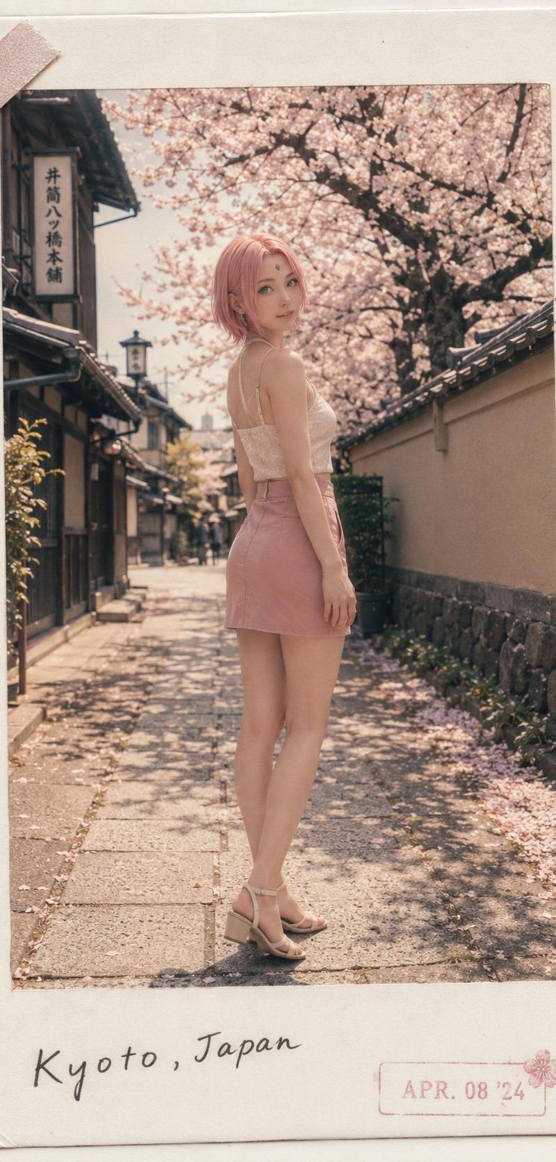 风格炼金术:{拍立得 + 旅行相册} NARUTO girls~ --- 请使用下面的prompt生成8张独立的图片(注意,不是多张图片coll...
