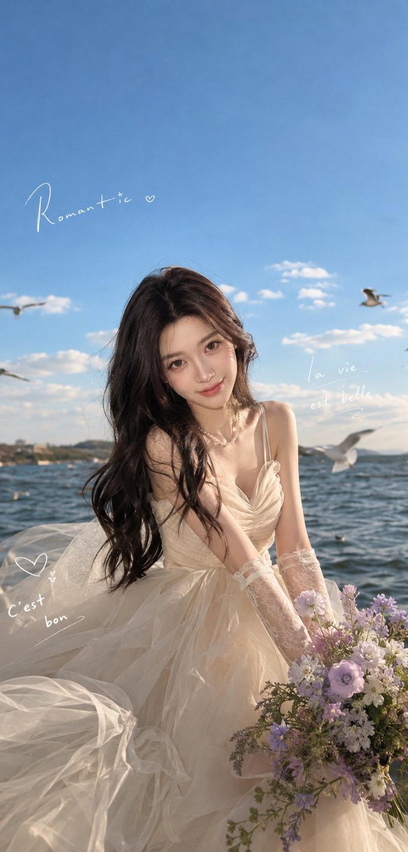 那天她说想穿上婚纱 我说 等我五分钟 于是打开 ChatGPT-Image-2 婚礼还没定 婚纱照先给她拍了 甚至连海鸥都来随份子