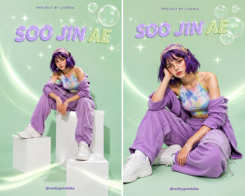 Create a premium Y2K fashion poster featuring the same character, Wareen...