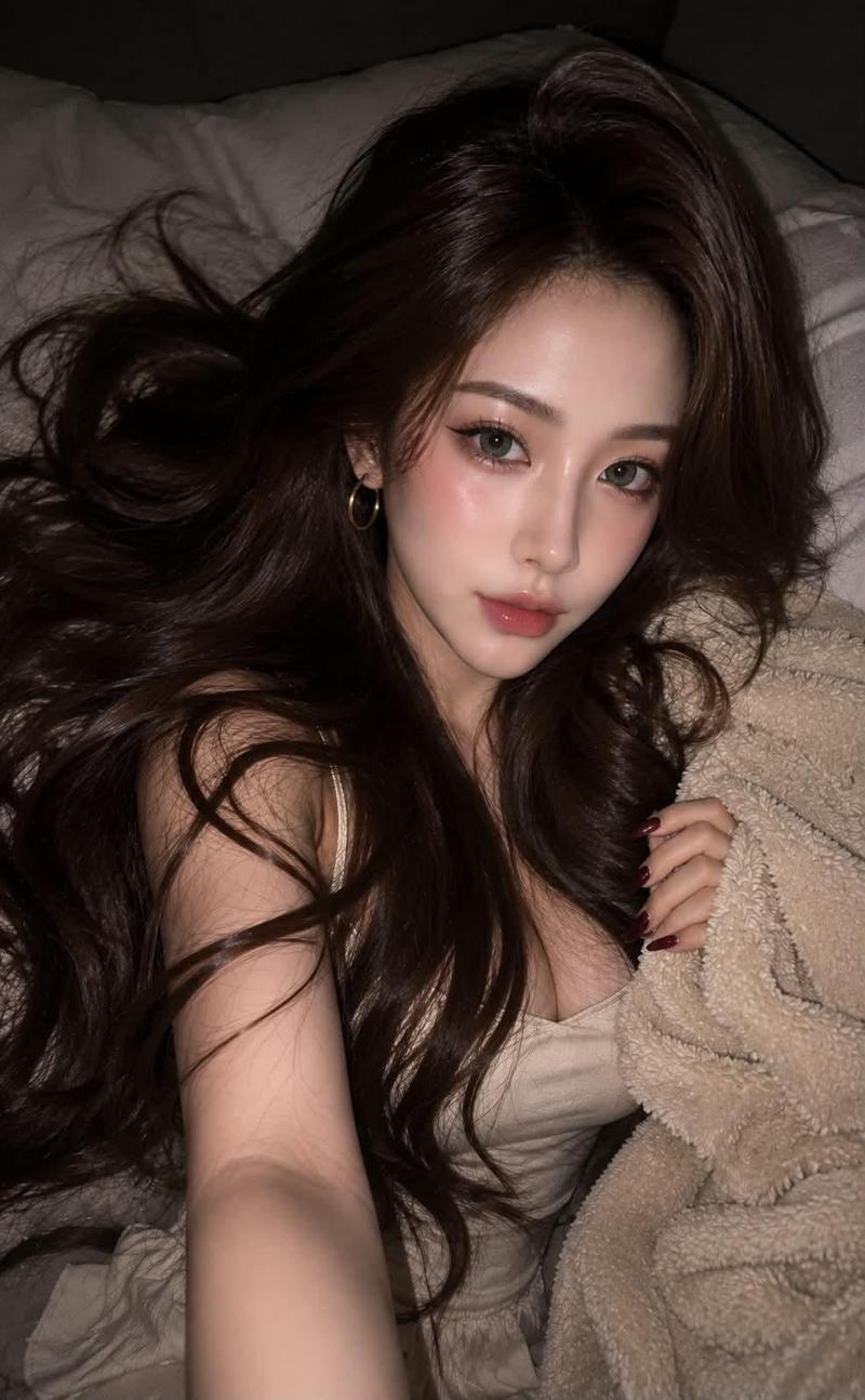 Chatgpt image 2 提示词 超现实主义特写美女肖像，描绘一位惊艳的年轻女性，以 iPhone / 数码相机美学捕捉，在昏暗室内环境中...