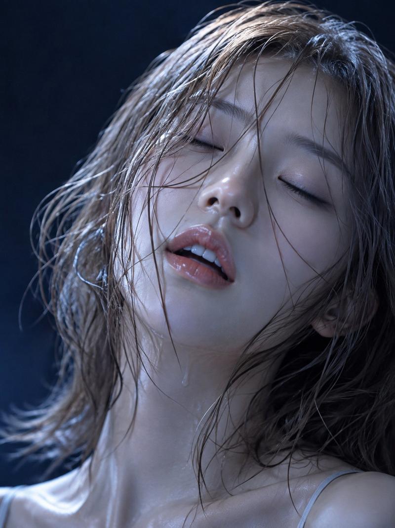 在冰冷的光芒与水滴之中,仿佛释放呼吸般静静闭上双眼。 #AIart #AI写真 #濡れ髪 【GPT Image2 提示词】 主题: 青夜的湿发...