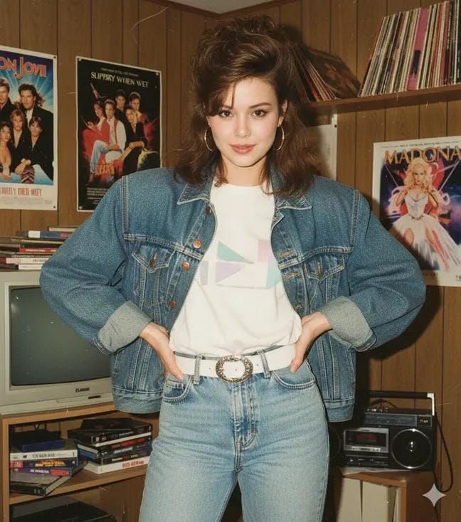 1980年代复古照片中的自信女性