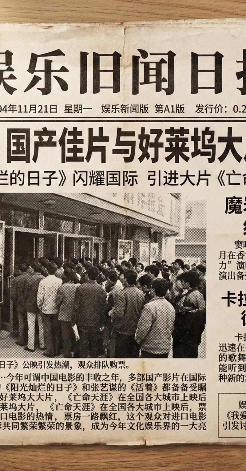 1994年11月21日中国娱乐头版旧报纸