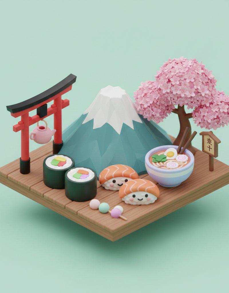 3D日本風景微缩模型