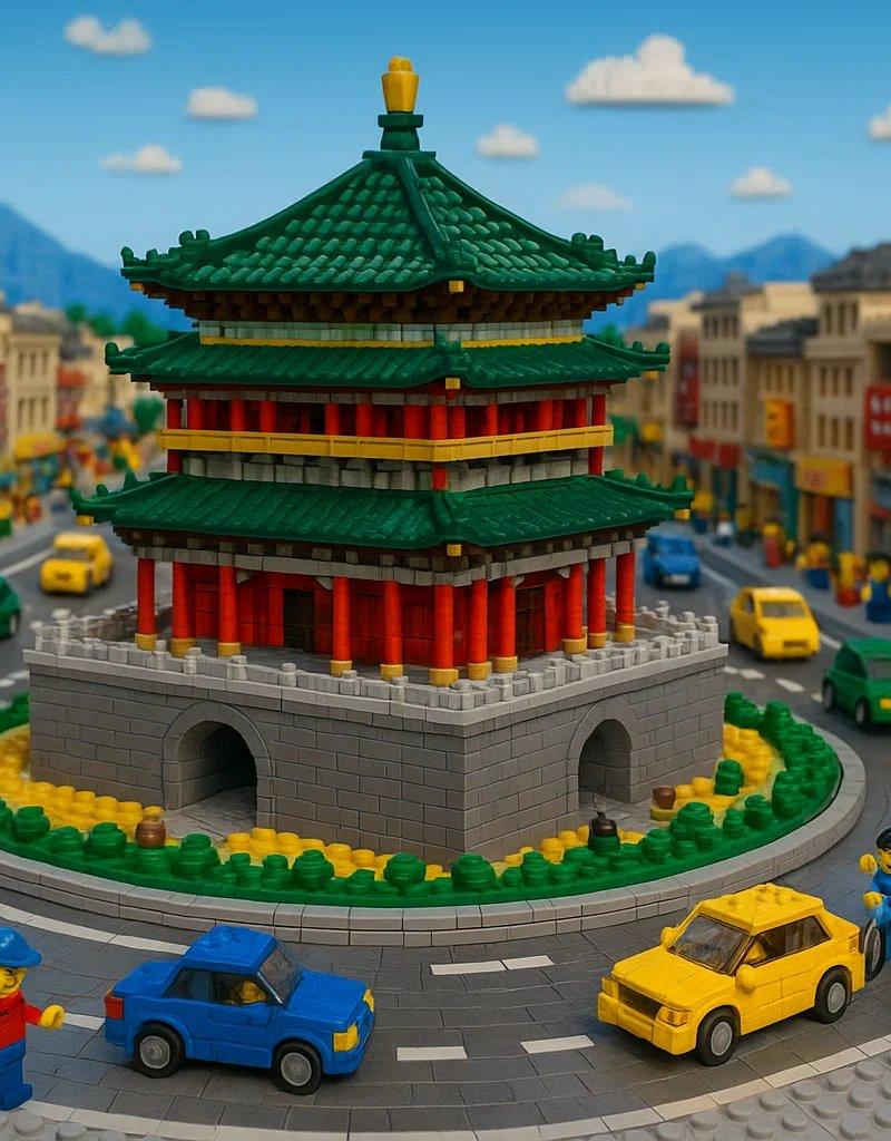 AI 画乐高搭建的城市