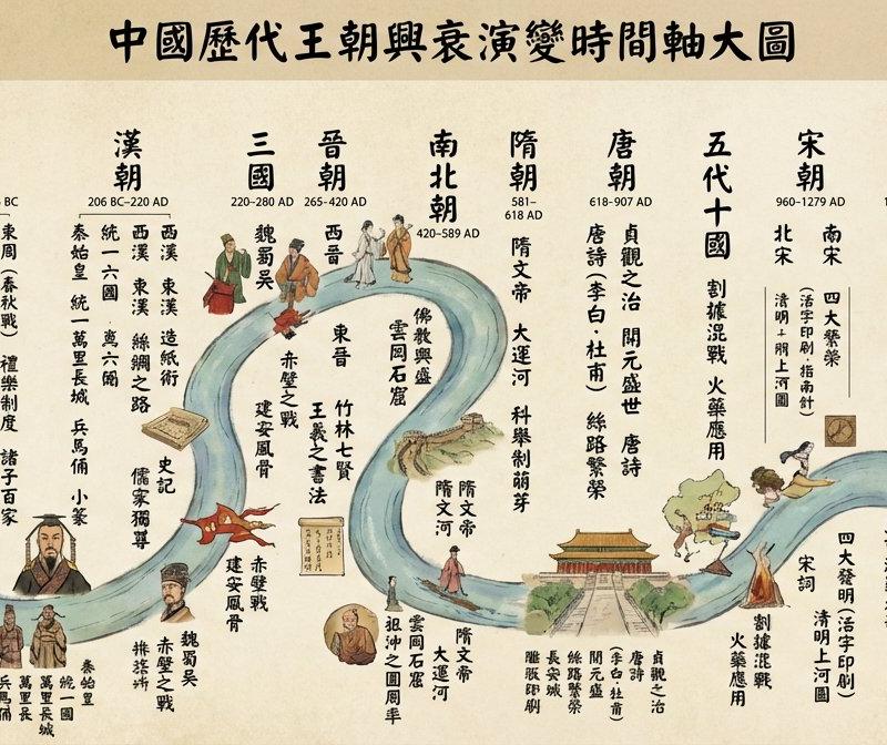 中国历代王朝兴衰演变时间轴全图