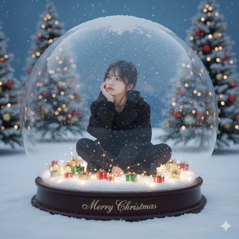 スノードームの中のクリスマスシーン