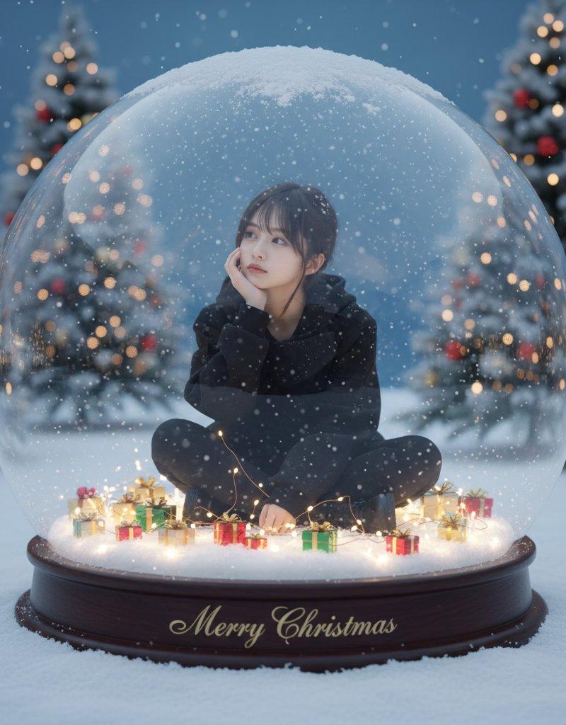 スノードームの中のクリスマスシーン